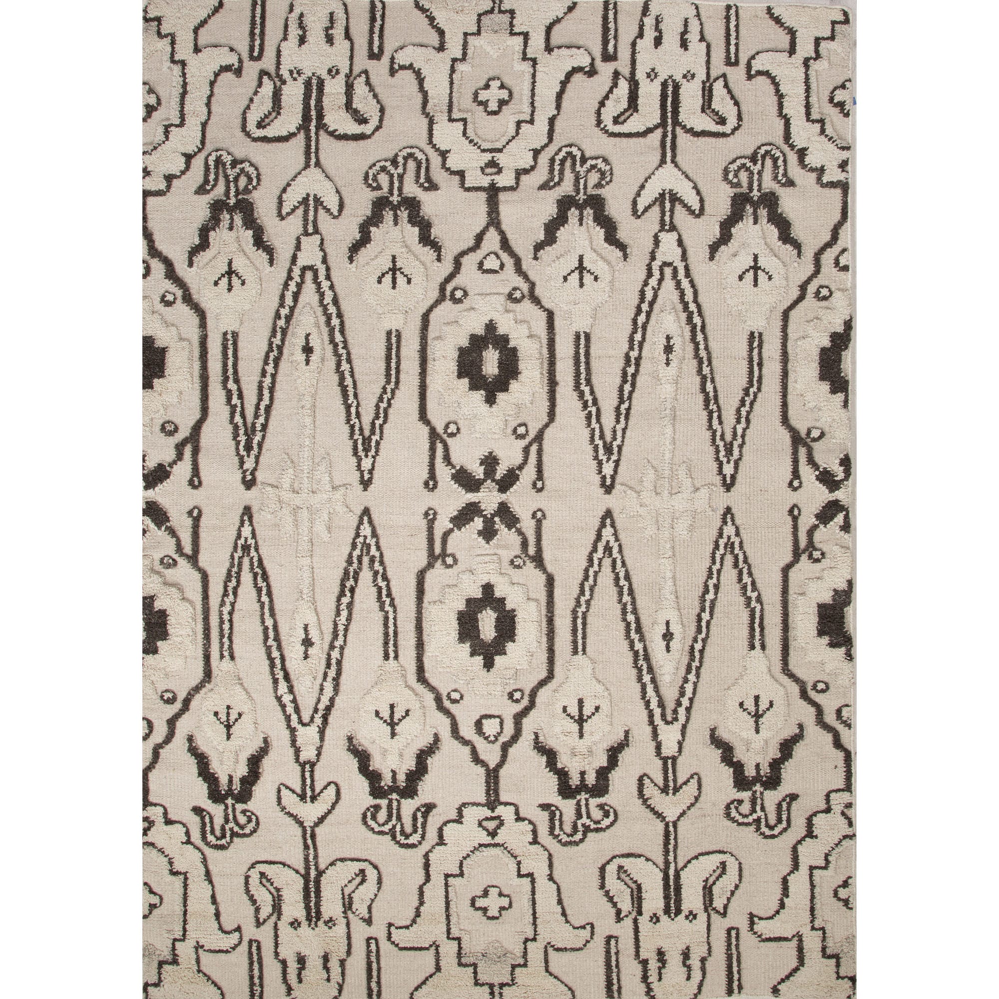 Hand Knotted Argyle Pattern Ivory/ Ivory Area Rug (2 x 3