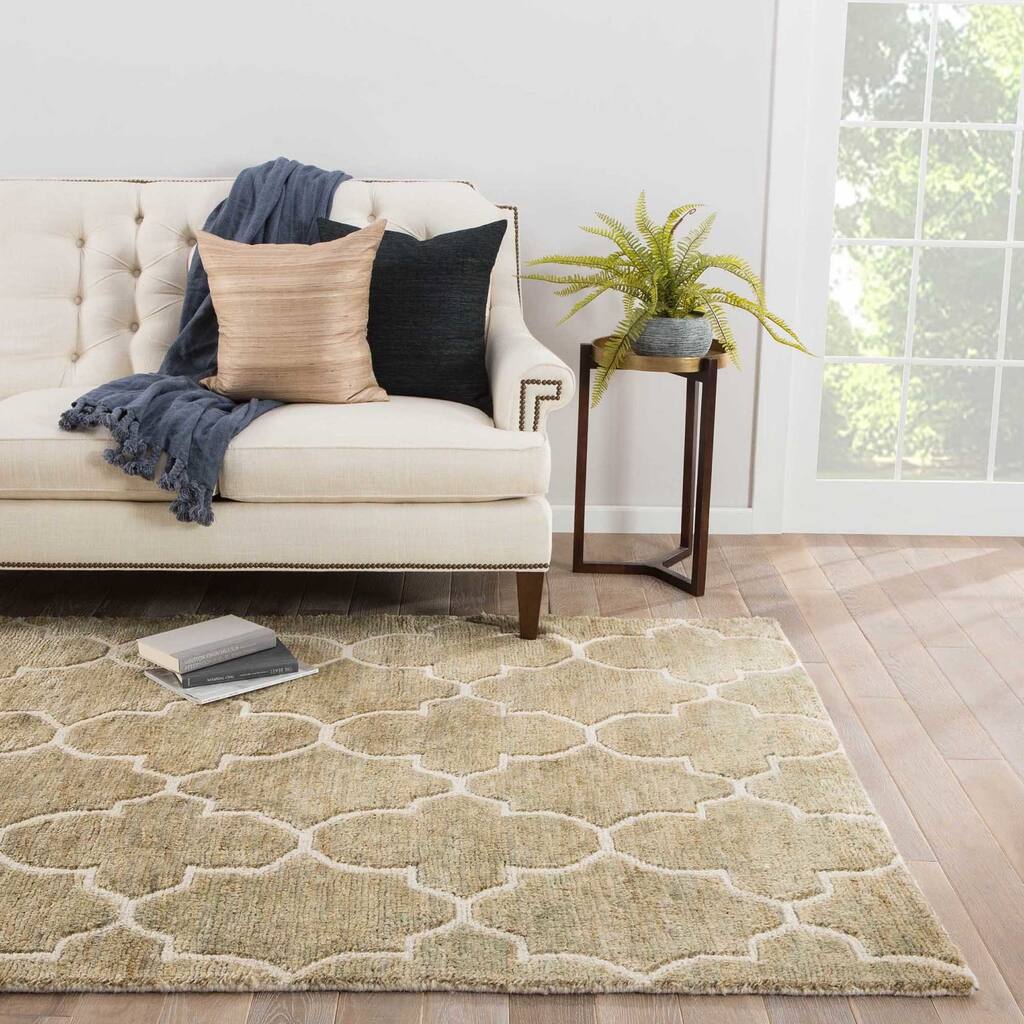 Menara Natural Trellis Tan/ White Area Rug (8' x 11') - 8' x 11'