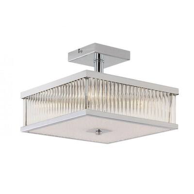 Cambridge 5-Light Polished Chrome 15.75 in. Semi Flush Mount with Frosted Glass