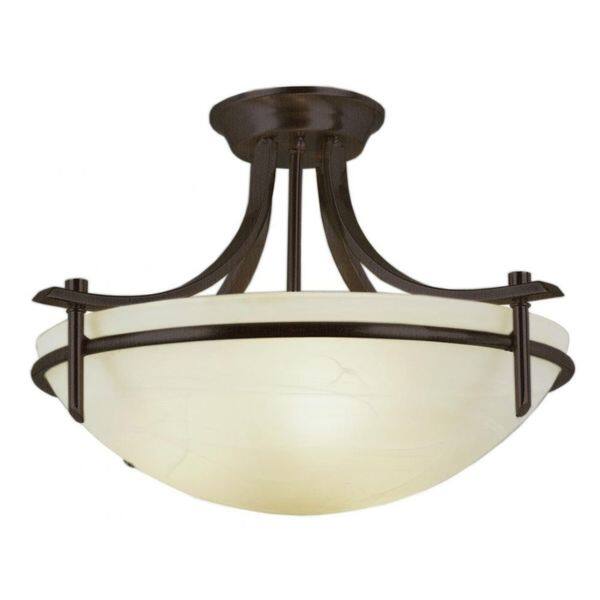 Cambridge 3-Light Rubbed Oil Bronze 24 in. Semi Flush Mount with ...