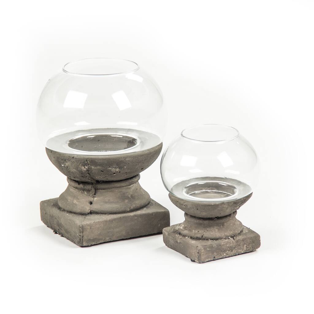 Round Clay and Glass Candle Holder