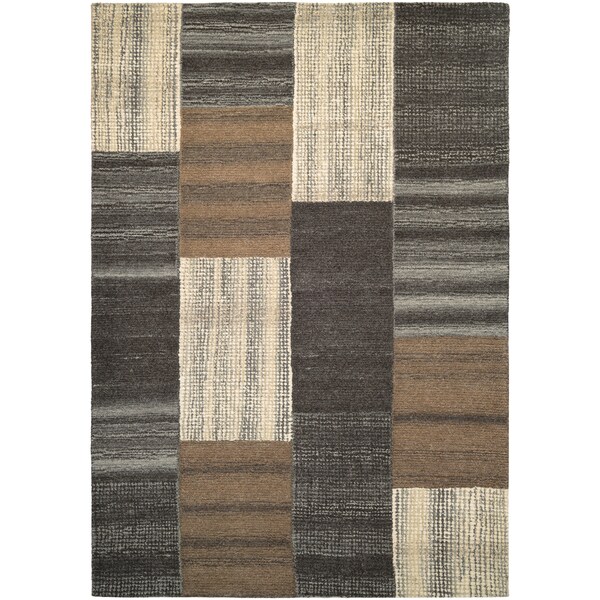 Hand-Crafted Barlow Quilted Stripe Brown Area Rug - 8' x 11'