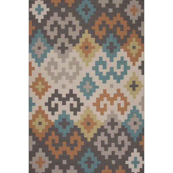 Shop Flatweave Tribal Pattern Grey/ Ivory Area Rug (5' x 8') Free