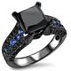 preview thumbnail 2 of 3, 14k Black Gold 2ct TDW Certified Black Diamond and Blue Sapphire Engagement Ring