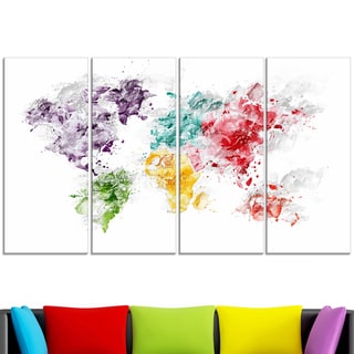 Design Art "Color Splash World" Map Canvas Art Print - Bed Bath ...