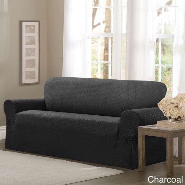 Maytex Conrad Stretch Fabric One Piece Sofa Slipcover Stretch Fabric One Piece Sofa Slipcover