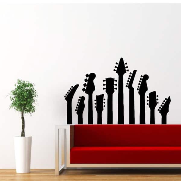 Guitar Necks Musical Instrument Music Inspirational Sticker Vinyl Wall ...