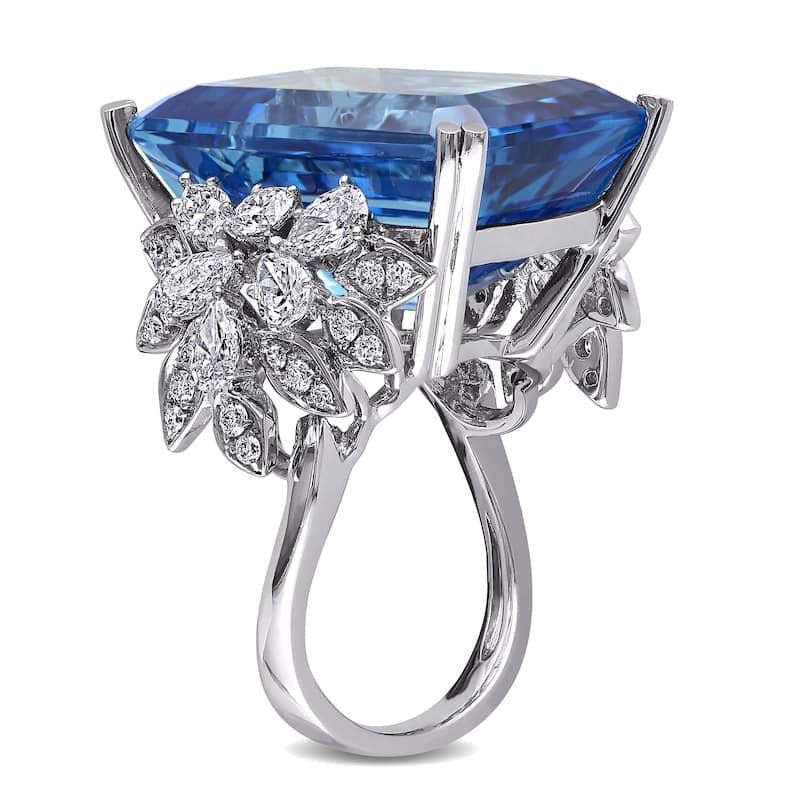 Miadora 14k White Gold Blue Topaz and 1 3/4ct TDW Diamond Ring (G-H, SI1-SI2)