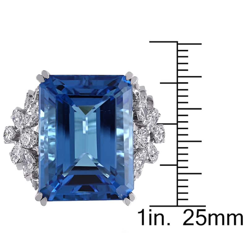 Miadora 14k White Gold Blue Topaz and 1 3/4ct TDW Diamond Ring (G-H, SI1-SI2)