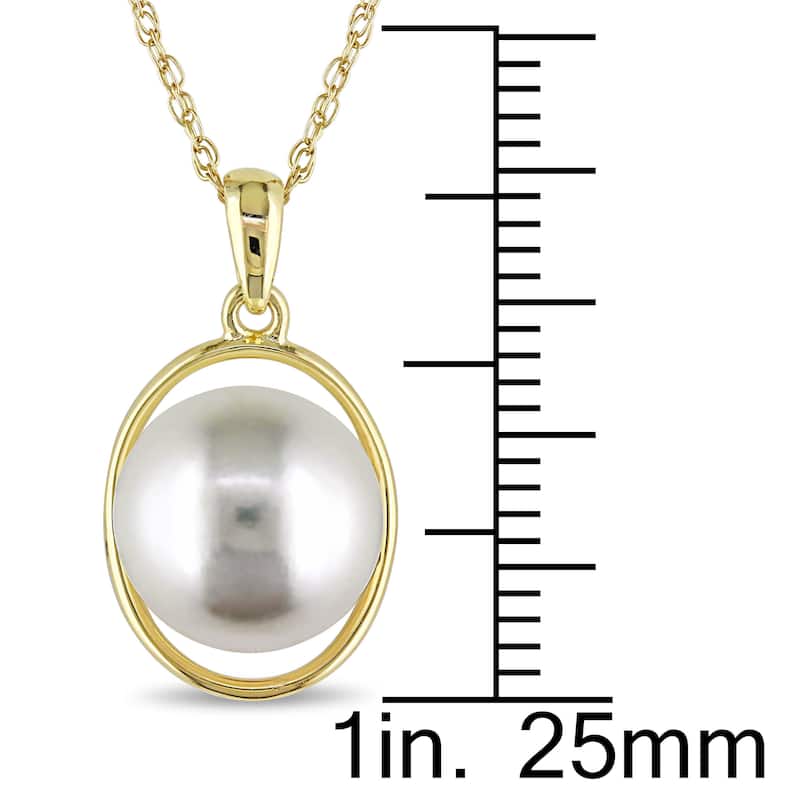 Miadora 10k Yellow Gold Cultured Freshwater White Pearl Necklace (9.5-10 mm)