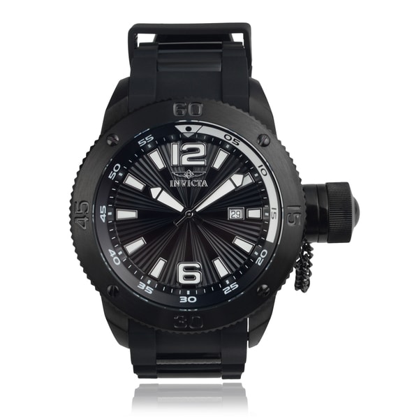 Invicta Mens Sea Spider Black Ion Plated & Grey Polyurethane Watch