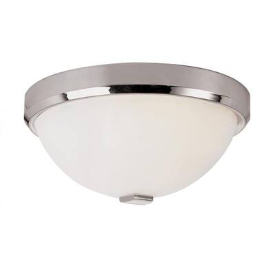Cambridge Polished Chrome Finish Flush Mount With A White Shade