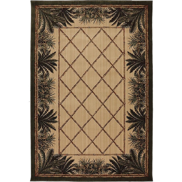 Machine Woven Tropical Bahama Breeze Green Polypropylene Rug (8'x10') - 8' x 10'