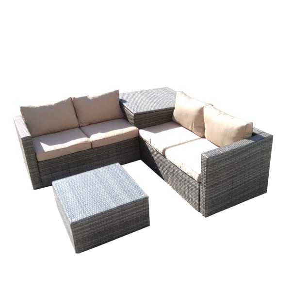 Shop The Hom Ventana 4 Piece Wicker Beige Lounge Set Free