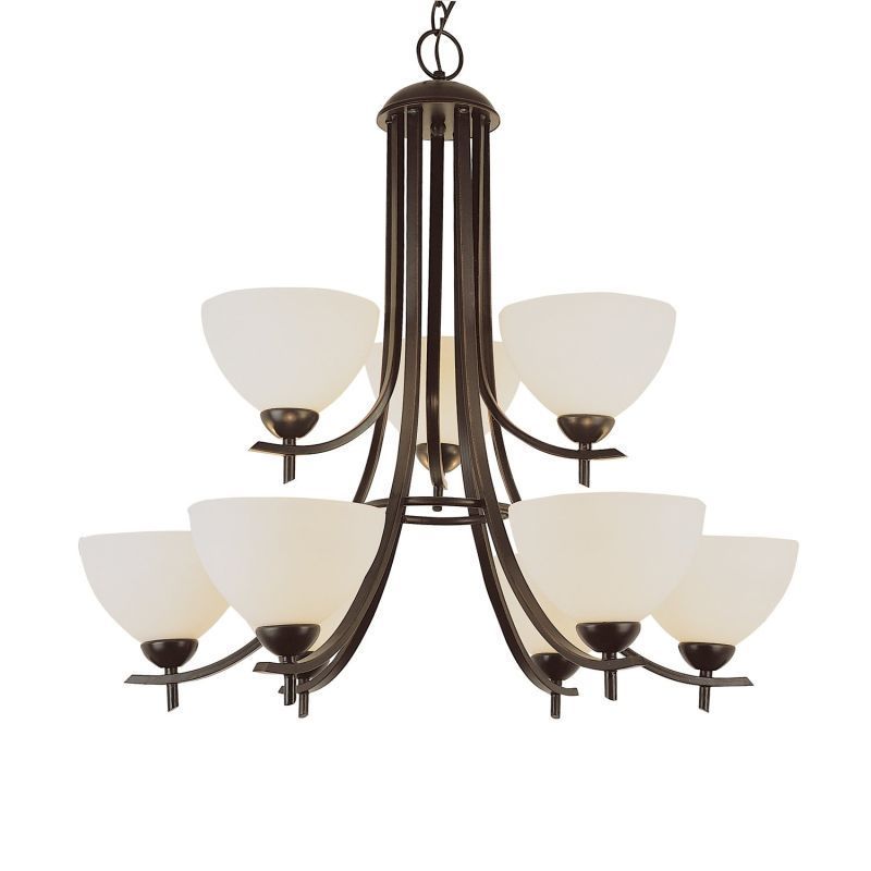 Cambridge 9-Light Rubbed Oil Bronze 30 in. Chandelier with Frosted Glass (30 in. Rubbed Oil Bronze 9-Light Chandelier) - Chandeliers For Bedrooms by Overstock.com