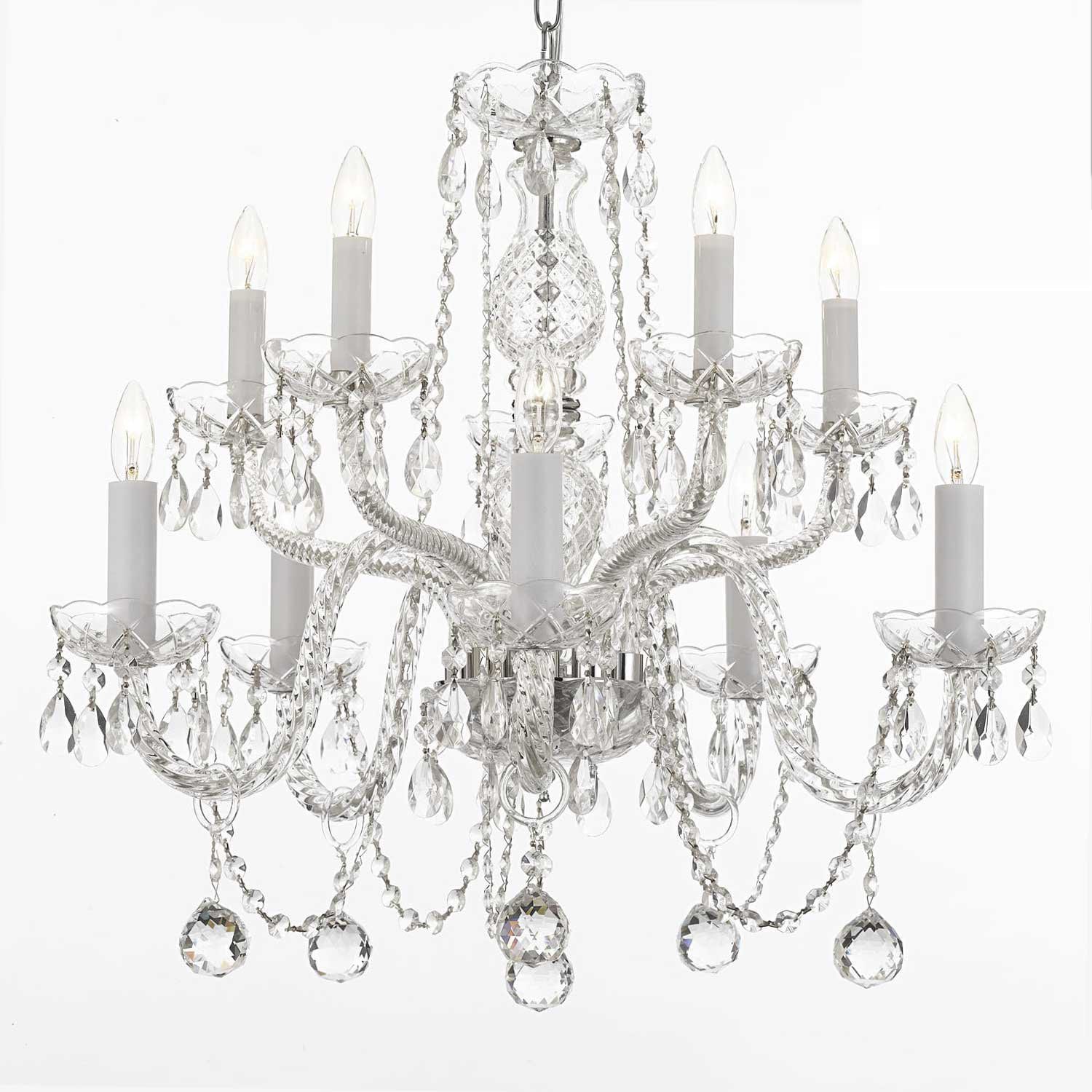 Gallery Crystal 10-light Chandelier with Faceted 40mm Crystal Balls (Crystal Chandelier) - Chandeliers For Bedrooms by Overstock.com