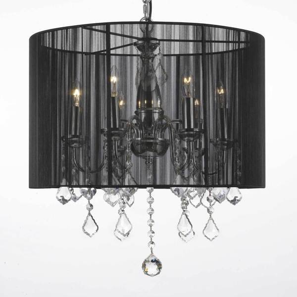 Shop Contemporary 6 Light Chandelier With Crystals And Large Black