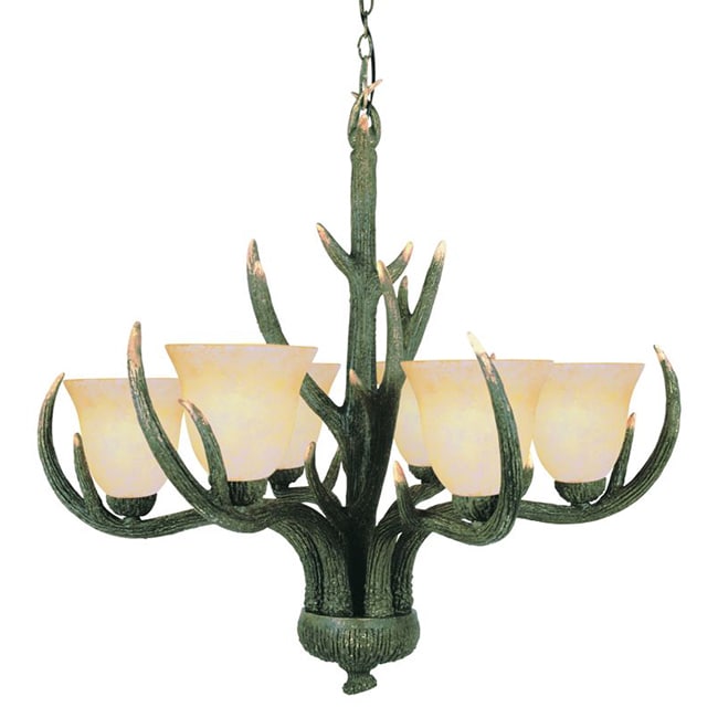 Cambridge 6-Light Replica Deer Antler 31 in. Chandelier with Beige Glass (31 in. Replica Deer Antler 6-Light Chandelier) - Chandeliers For Bedrooms by Overstock.com