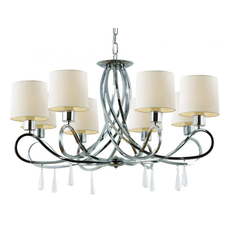 Cambridge 8-Light Polished Chrome 30.75 in. Chandelier with White Linen (30.75 in. Polished Chrome 8-Light Chandelier) - Chandeliers For Bedrooms by Overstock.com