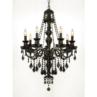 Crystal Jet Black 7-light Chandelier Pendant (Black) - Chandeliers For Bedrooms by Overstock.com