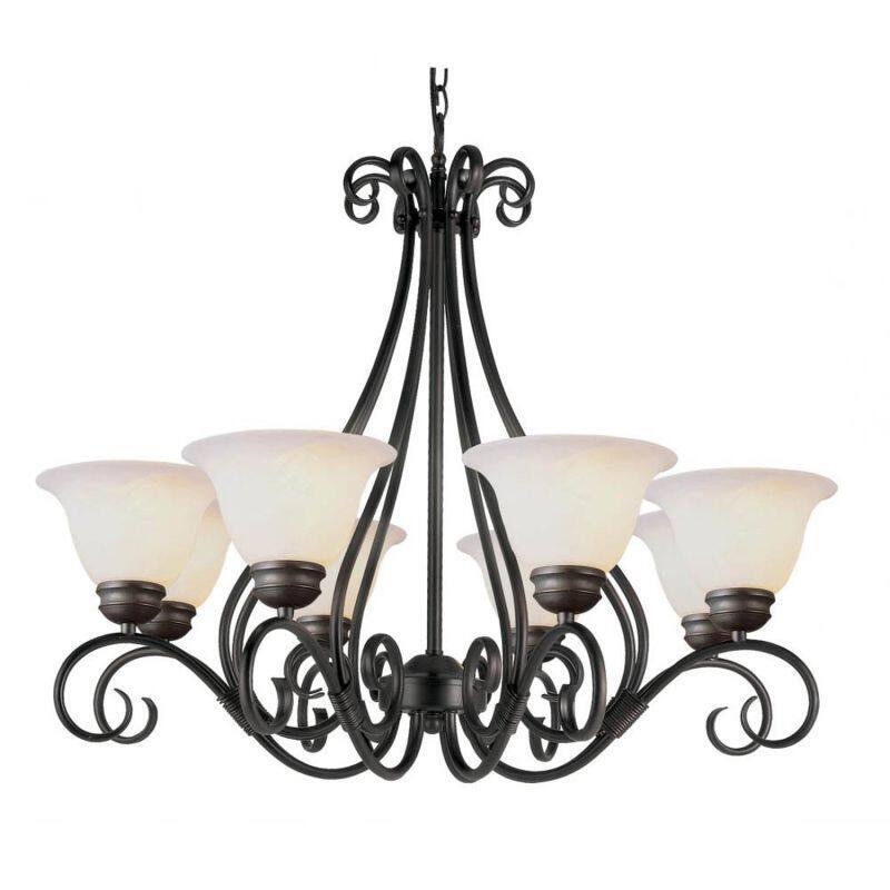 Cambridge 8-Light Rubbed Oil Bronze 32 in. Chandelier with White Glass - 32" (32 in. Rubbed Oil Bronze 8-Light Chandelier) - Chandeliers For Bedrooms by Overstock.com