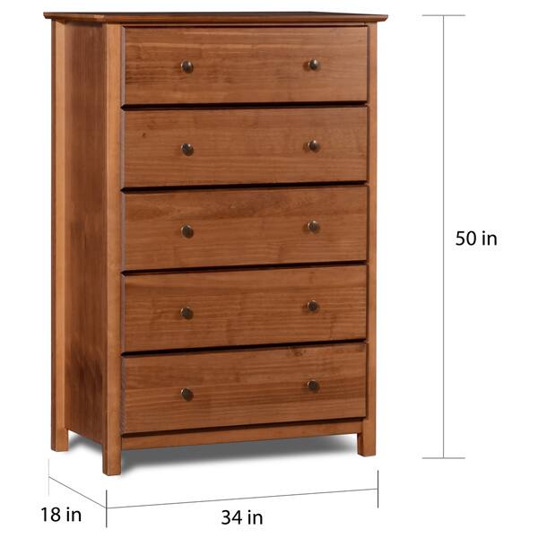 Shop Grain Wood Furniture Shaker 5 Drawer Solid Wood Chest