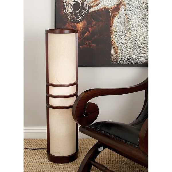 Modern 36 Inch Lantern-Style Wooden Uplight Floor Lamp by Studio 350