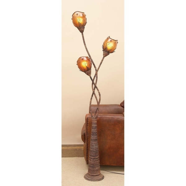 Modern 70 x 18 Inch Iron and Abaca Decorative Floor Lamp by Studio 350