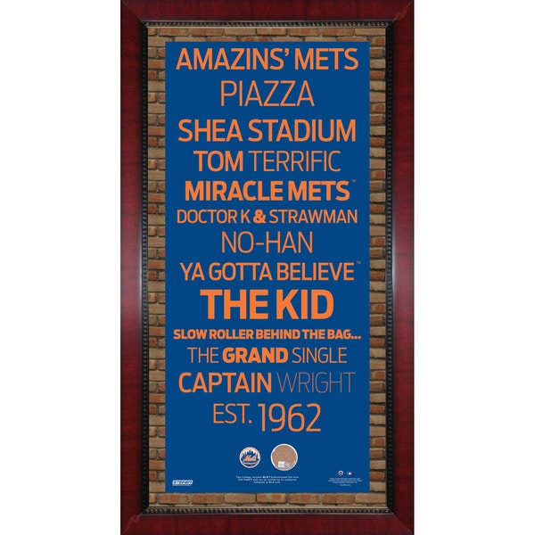 New York Mets Subway Sign 16x32 Frame w/ auth Dirt from Citi Field.