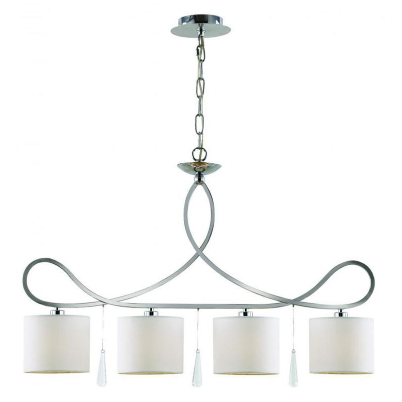 Shop Cambridge 4Light Polished Chrome 29.75 in. Island Light with White Linen Free Shipping