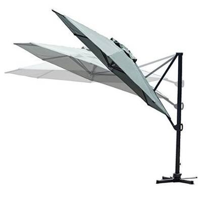 Abba Patio 11foot Grey-Blue Adjustable Offset Cantilever Hanging Patio Umbrella