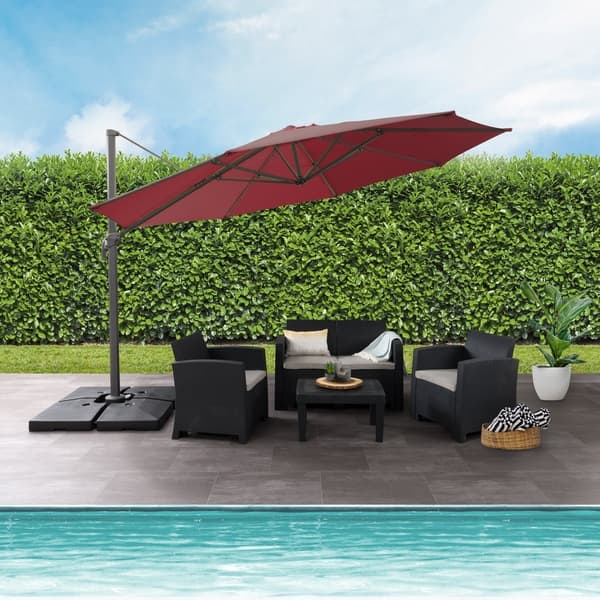 11' offset patio umbrella with solar lights