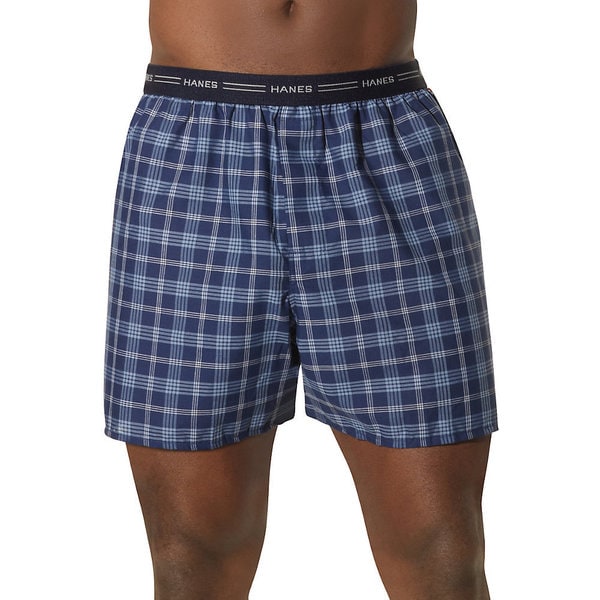 Hanes Big Mens Red Label Exposed Waistband Fashion Plaid Boxer