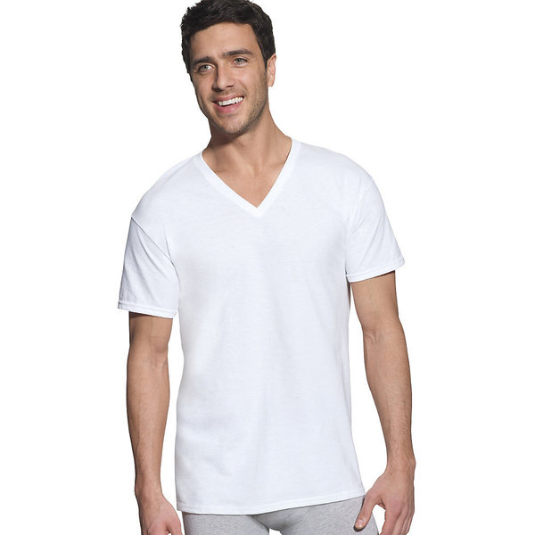Hanes Classic Mens White V-Neck T-Shirt (Pack of 6) - Free Shipping On ...