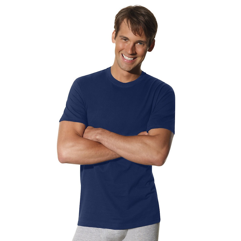 Hanes Men/'s ComfortSoft Dyed TAGLESS Crewneck Undershirt 4-Pack