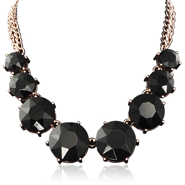 Passiana Black Crystal Circle Strand Necklace