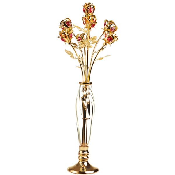 Rose Bouquet in a Gold Plated Vase with Matashi Crystals