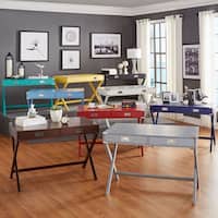 Kenton X Base Wood Accent Campaign Writing Desk by iNSPIRE Q Modern