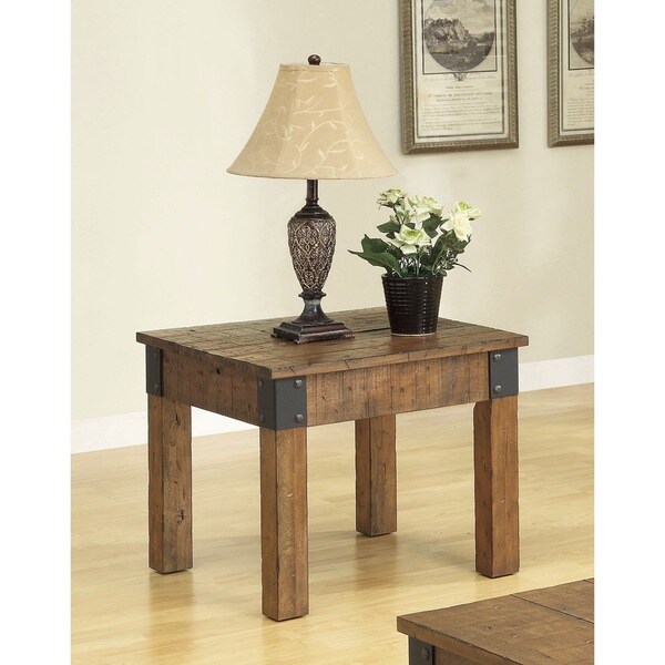 red modern rustic end tables