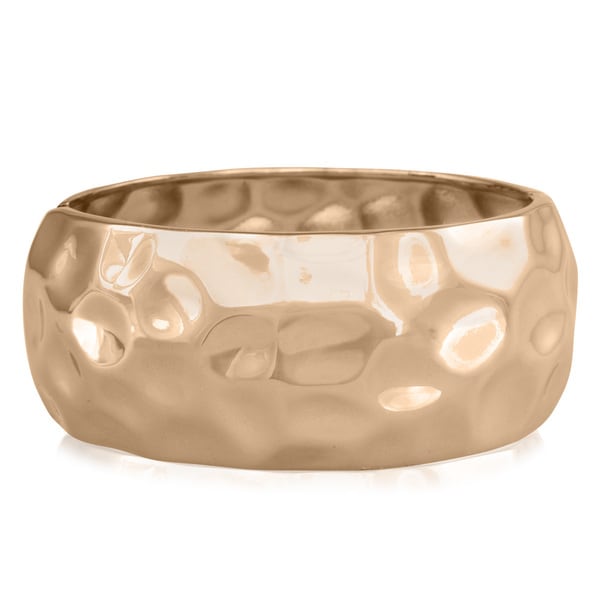 Shop Passiana Hammered Rose Gold Over Brass Cuff Free Shipping On