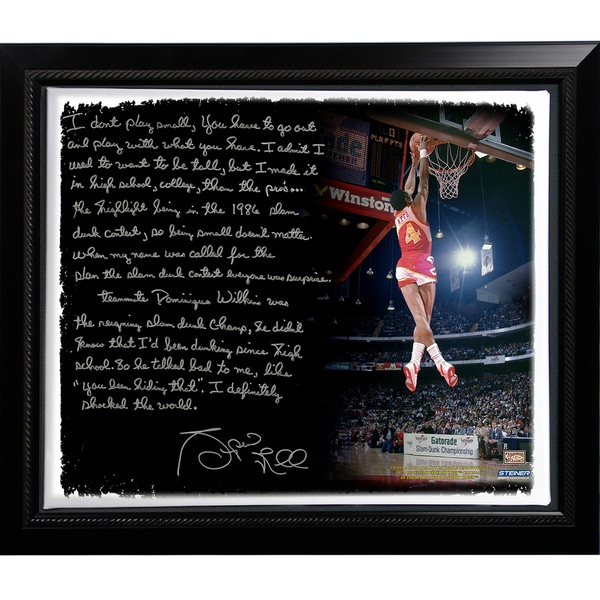 Shop Spud Webb Facsimile Slam Dunk Contest Story Stretched Framed