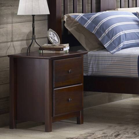 Grain Wood Furniture Shaker 2 Drawer Cherry Solid Wood Nightstand