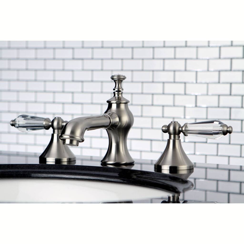 Crystal Satin Nickel Widespread Bathroom Faucet - satin nickel