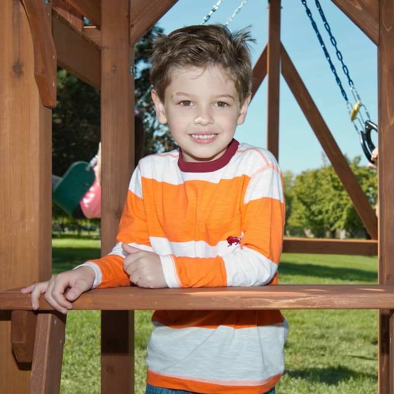 Swing-N-Slide Jamboree Fort Wood Outdoor Swing Set - 13' W x 13' L x 9' 6" H