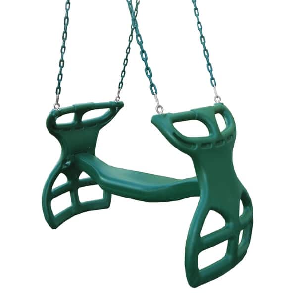 slide 1 of 10, Swing-N-Slide Dual Ride Glider with Chains - Green - 38" L x 16" W x 24" H - 38" L x 16" W x 24" H