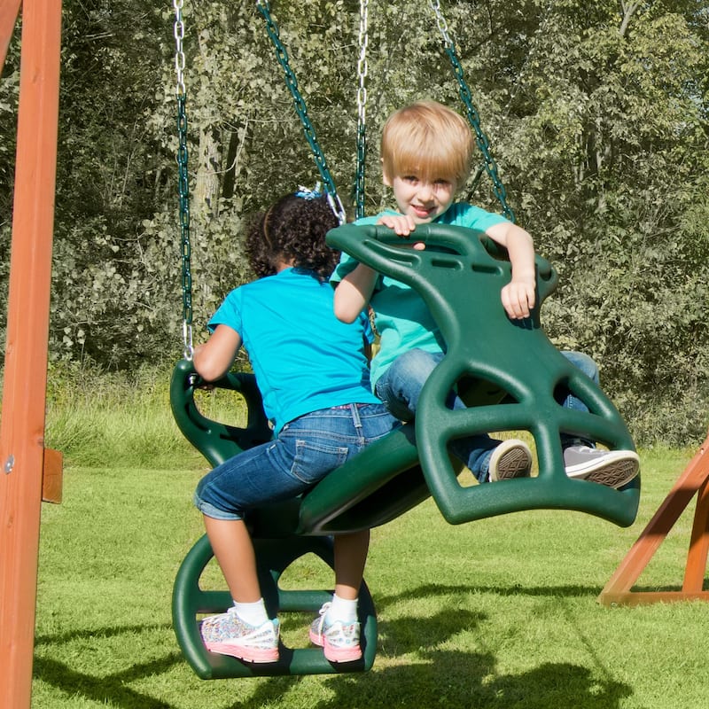 Swing-N-Slide Dual Ride Glider with Chains - Green - 38" L x 16" W x 24" H - 38" L x 16" W x 24" H