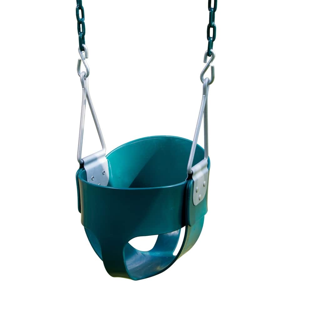 Swing-N-Slide Toddler Bucket Swing - Green with Green Chains - 11" W x 10" D x 50" H - 11" W x 10" D x 50" H