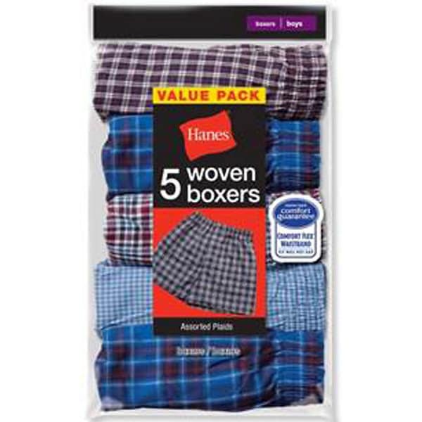 Hanes Men's Covered Waistband Woven Plaid Boxer Free Shipping On