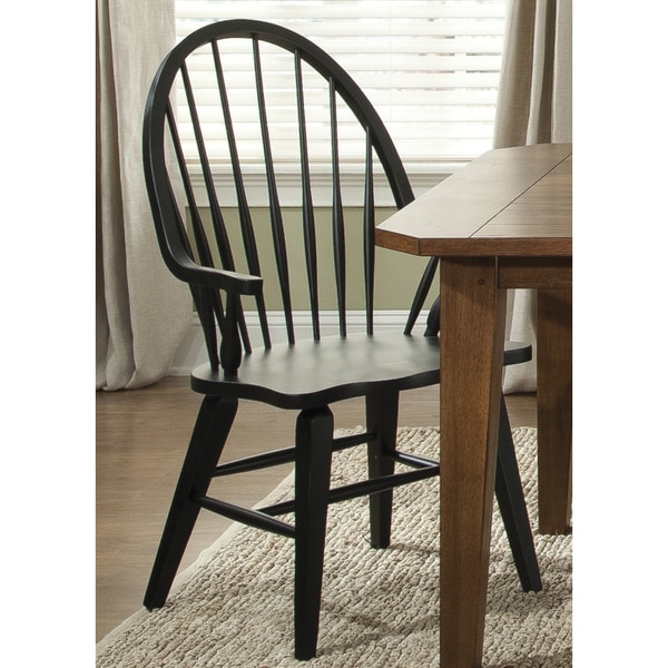 Hearthstone Traditional Rustic Black Windsor Arm Chair - 17181799 ...