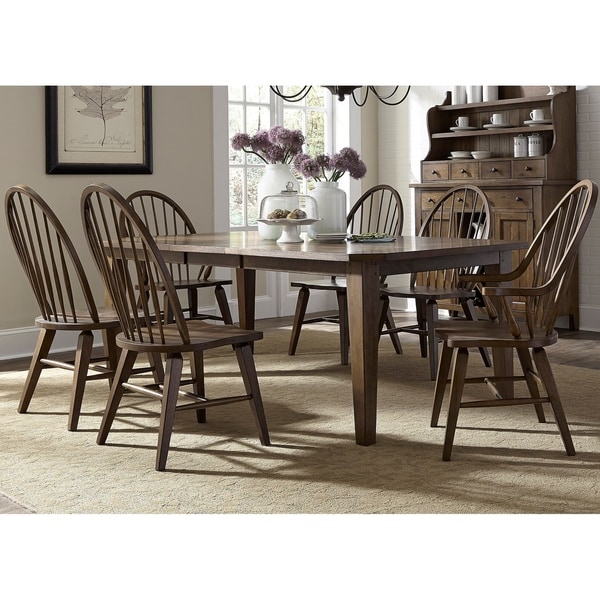 The Gray Barn Wisteria Traditional Rustic Oak 7-piece Dinette Set